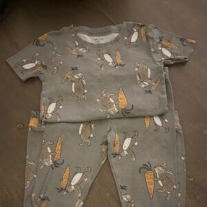 Carter's Gray and Orange Bunny Pajama Set